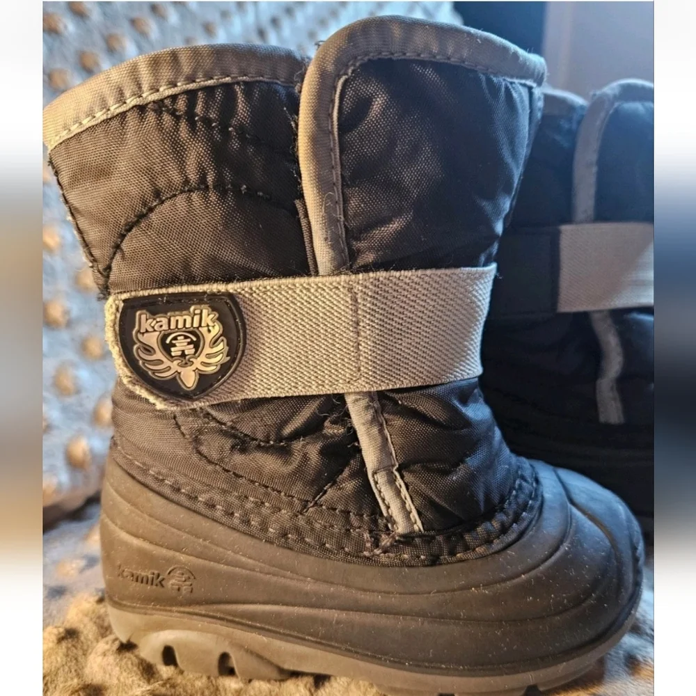 Kamik‎ Kids Toddler Black Waterproof Lined Snow Boots Size 6